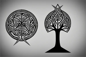 Angular pointy tree of life tattoo idea