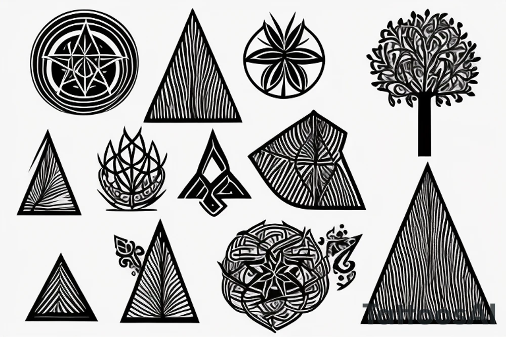 Angular pointy tree of life tattoo idea