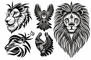 Lion and bird tattoo idea