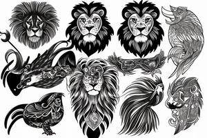 Lion and bird tattoo idea