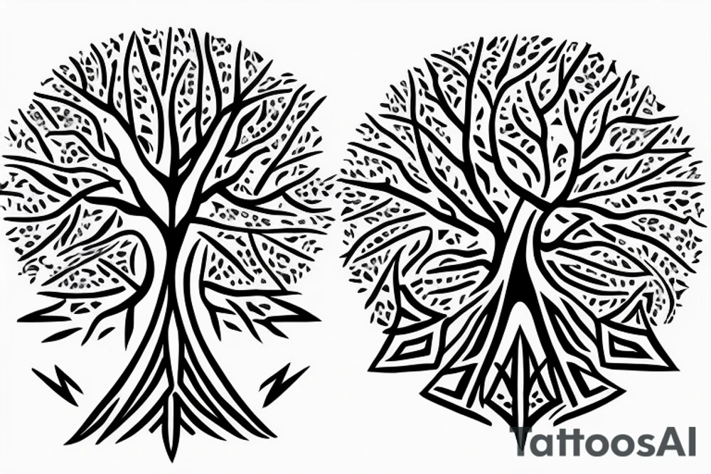 Angular pointy tree of life tattoo idea