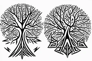Angular pointy tree of life tattoo idea