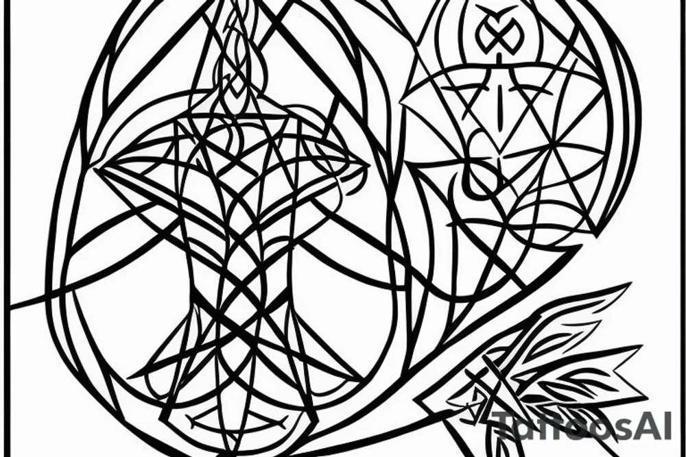 Angular pointy tree of life tattoo idea