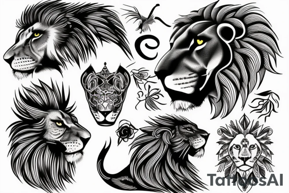 Lion and bird tattoo idea
