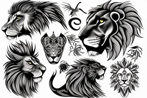 Lion and bird tattoo idea