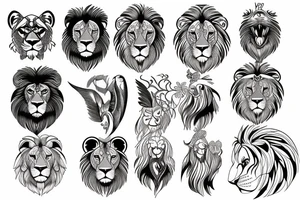 Lion and bird tattoo idea
