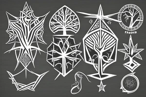 Angular pointy tree of life tattoo idea