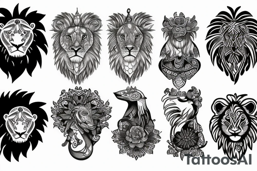 Lion and bird tattoo idea