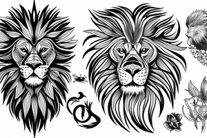 Lion and bird tattoo idea