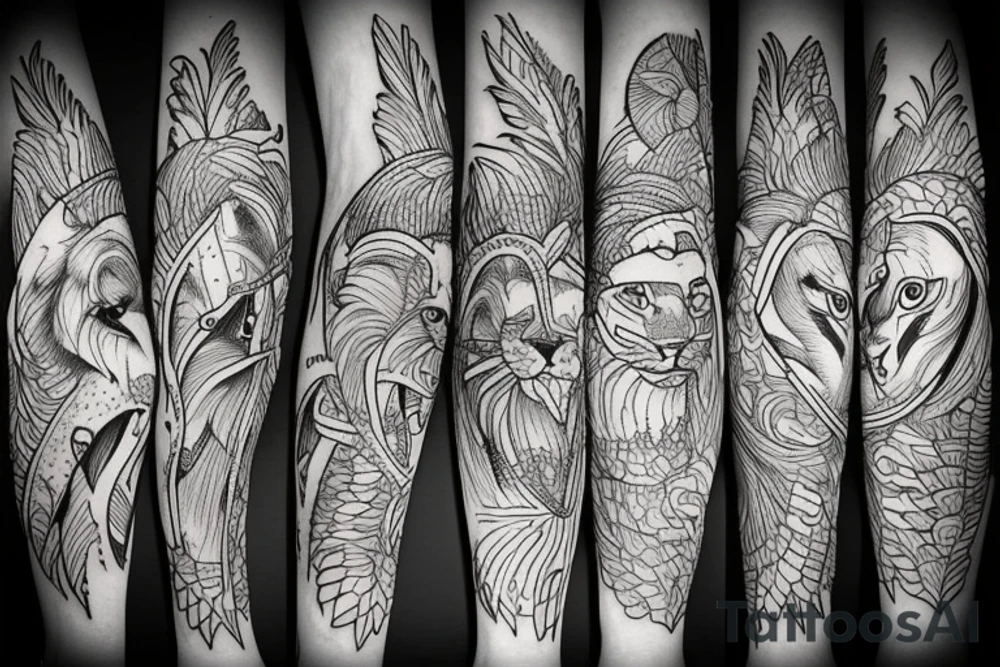 Lion and bird tattoo idea