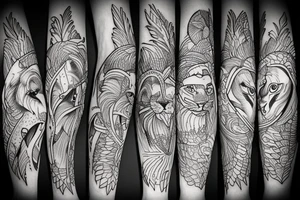 Lion and bird tattoo idea