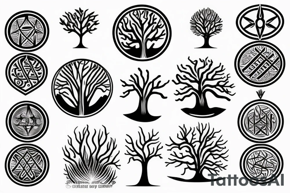 Pointy tree of life tattoo idea