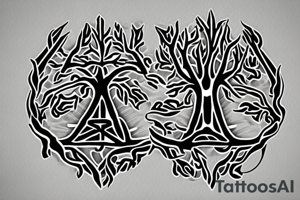 Pointy tree of life tattoo idea