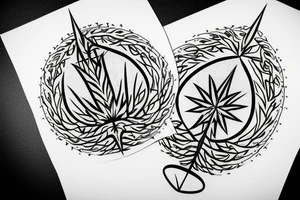 Pointy tree of life with leaves tattoo idea