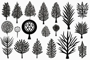 Pointy tree of life with leaves tattoo idea