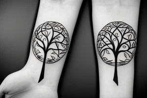 Pointy tree of life with leaves tattoo idea