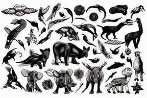 Wildlife all around the world tattoo idea