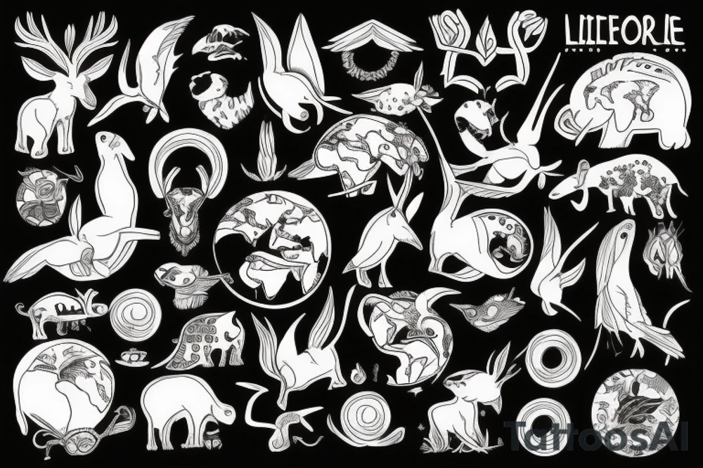 Wildlife all around the world tattoo idea