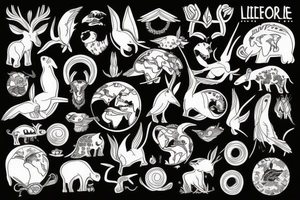 Wildlife all around the world tattoo idea