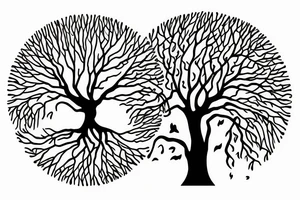Fluid organic tree of life with leaves tattoo idea