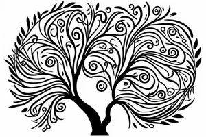 Fluid organic tree of life with leaves tattoo idea