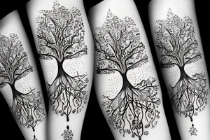 Fluid organic tree of life with leaves tattoo idea