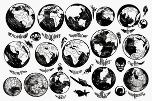 Wildlife in a globe tattoo idea