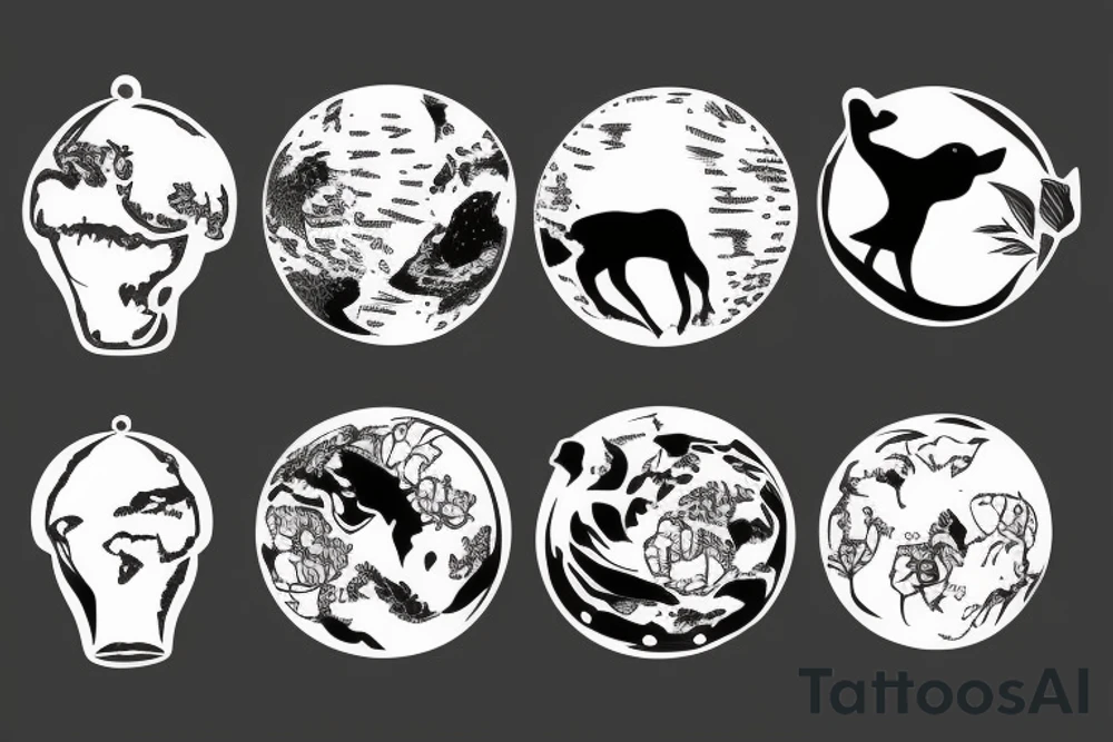 Wildlife in a globe tattoo idea