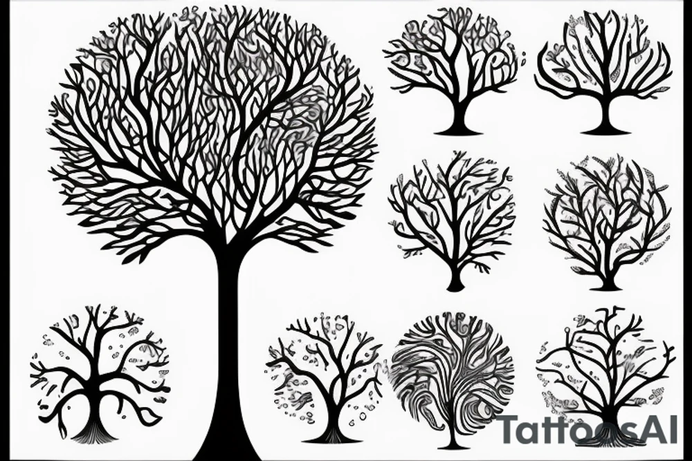 Fluid organic tree of life with leaves tattoo idea
