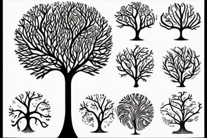 Fluid organic tree of life with leaves tattoo idea