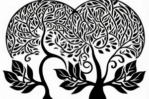 Fluid organic tree of life with leaves tattoo idea