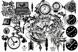 ankh  , clock and compuss  مینا tattoo idea