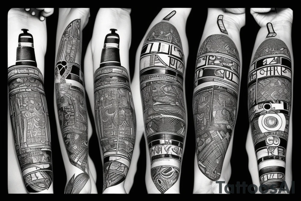 ankh  , clock and compuss  مینا tattoo idea