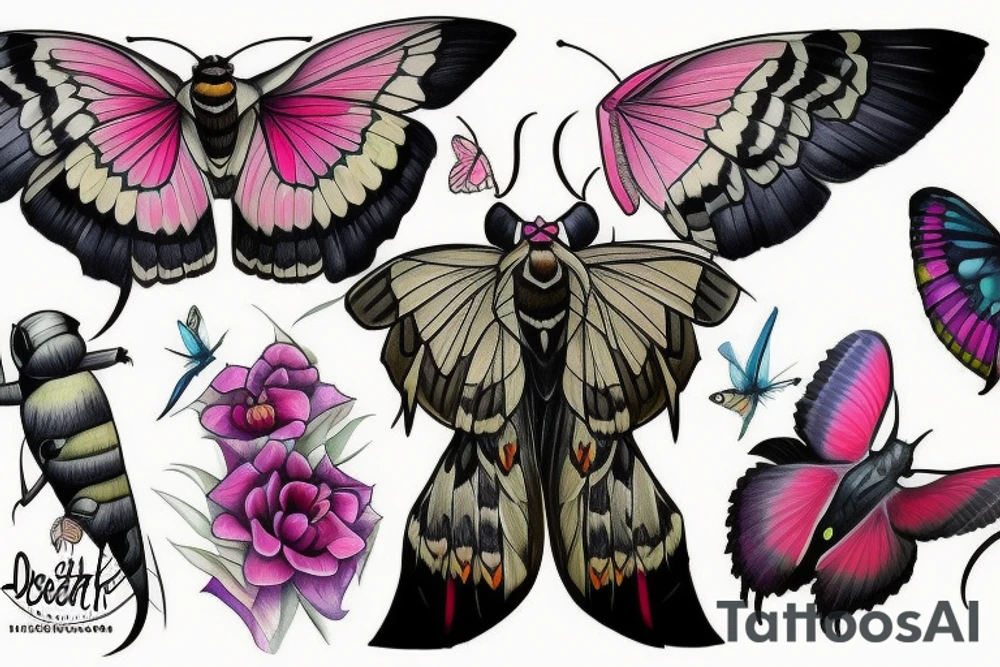Deaths head hawk moth and elephant hawk moth tattoo idea