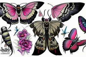 Deaths head hawk moth and elephant hawk moth tattoo idea
