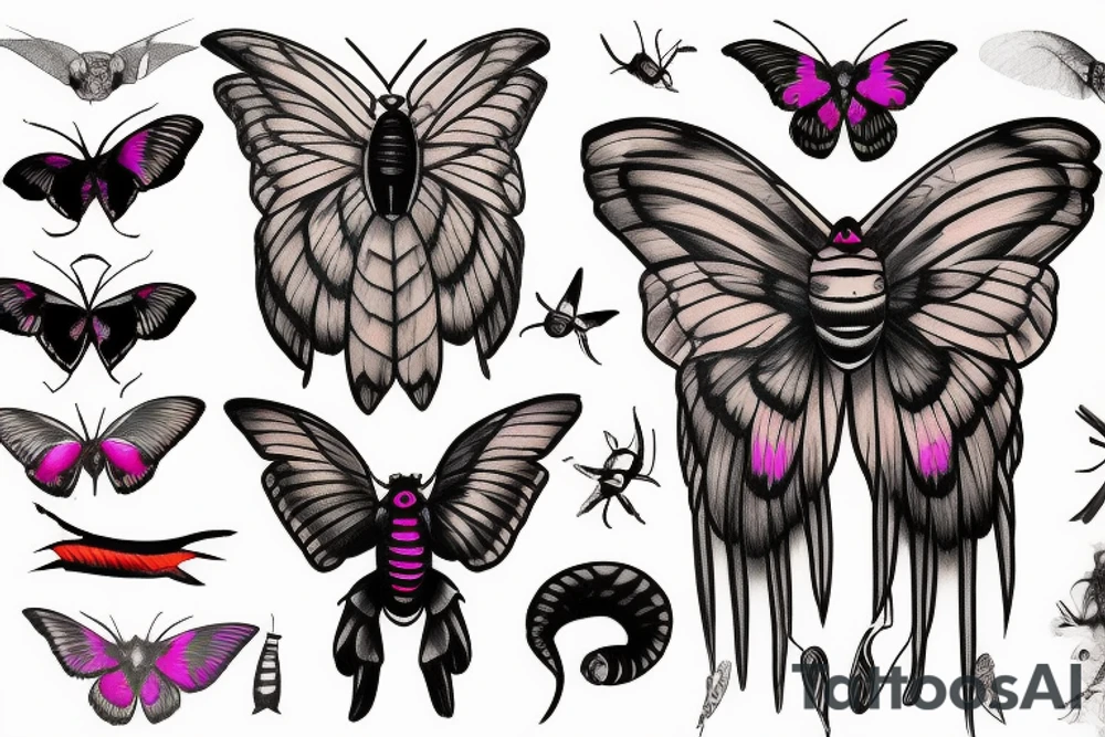 Deaths head hawk moth and elephant hawk moth tattoo idea