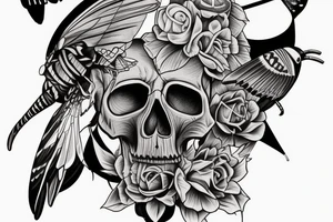 Deaths head hawk moth and elephant hawk moth with skull tattoo idea
