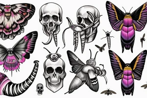Deaths head hawk moth and elephant hawk moth with skull tattoo idea