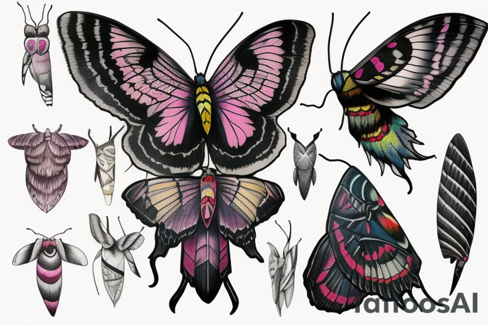 African deaths head hawk moth and elephant hawk moth tattoo idea