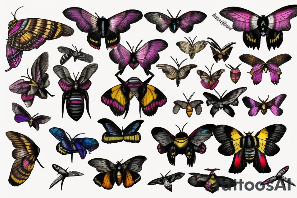 African deaths head hawk moth and elephant hawk moth tattoo idea