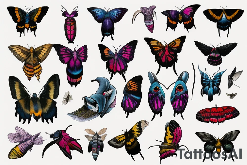 African deaths head hawk moth and elephant hawk moth tattoo idea