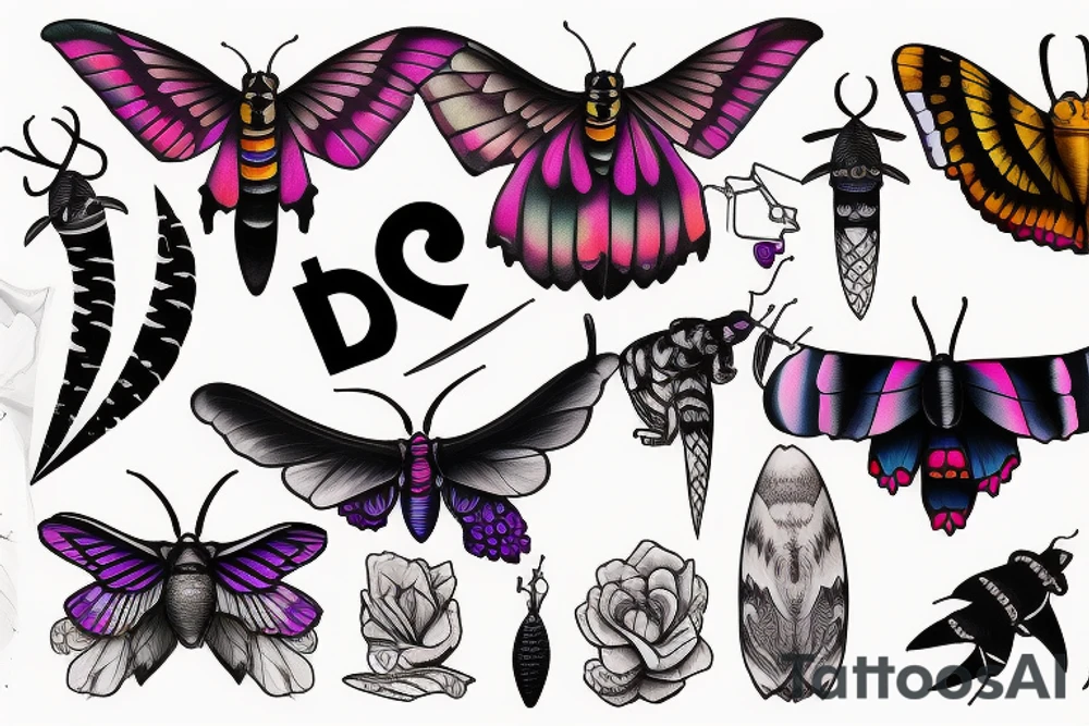African deaths head hawk moth and elephant hawk moth tattoo idea