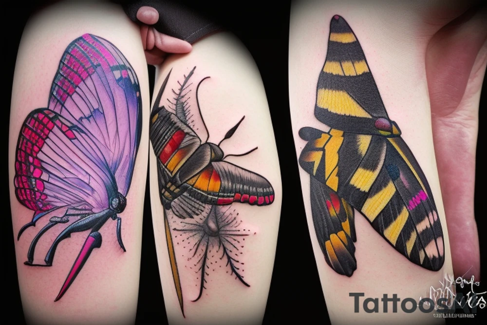 African deaths head hawk moth and elephant hawk moth tattoo idea