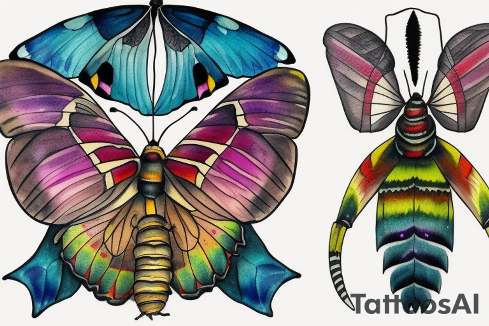 African deaths head hawk moth and elephant hawk moth tattoo idea