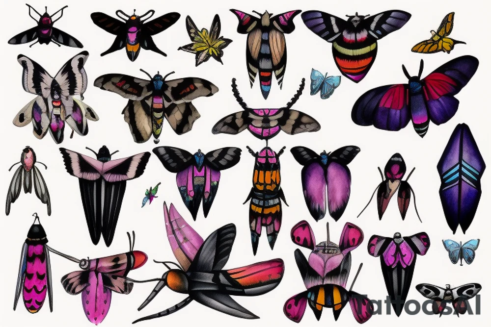 African deaths head hawk moth and elephant hawk moth tattoo idea