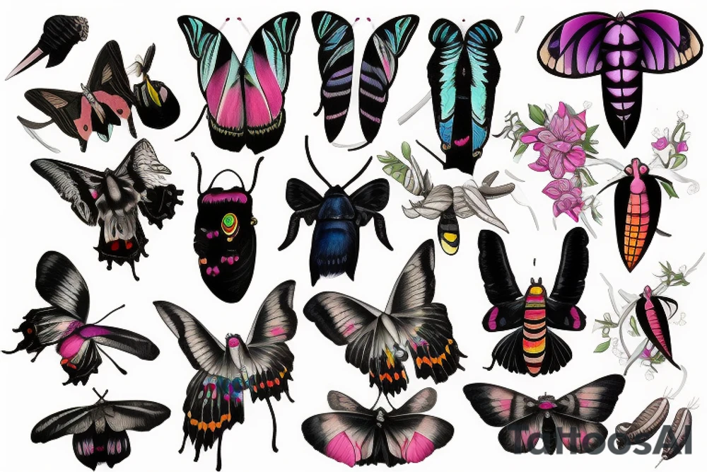 African deaths head hawk moth and elephant hawk moth tattoo idea