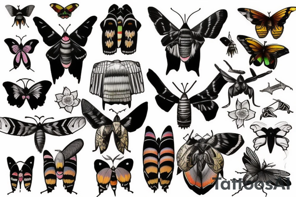 African deaths head hawk moth and elephant hawk moth tattoo idea