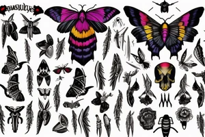 African deaths head hawk moth and elephant hawk moth skull tattoo idea