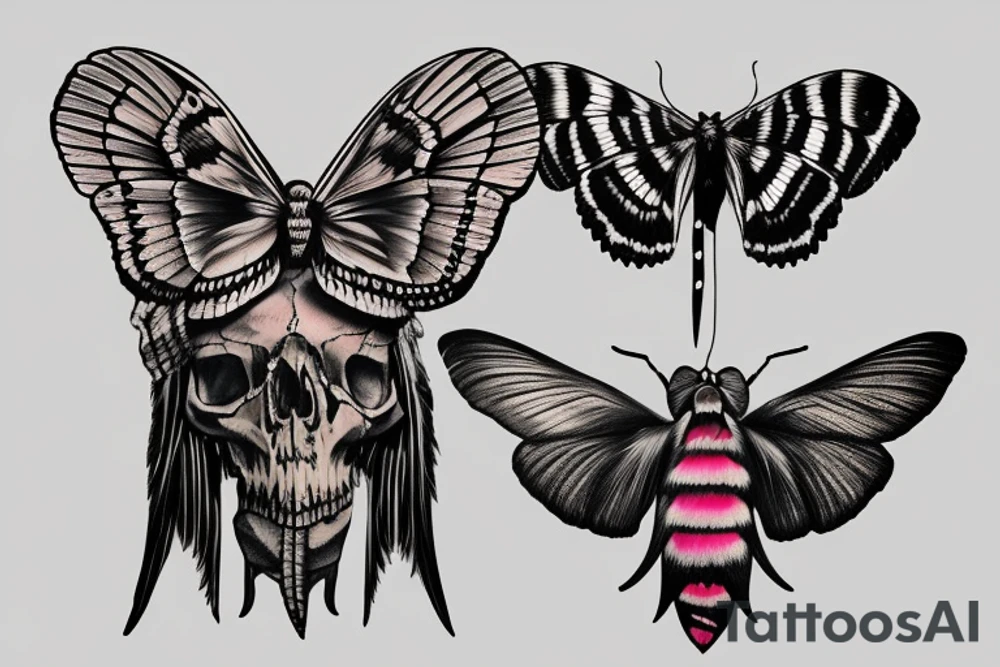African deaths head hawk moth and elephant hawk moth skull tattoo idea