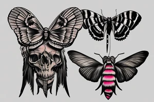 African deaths head hawk moth and elephant hawk moth skull tattoo idea
